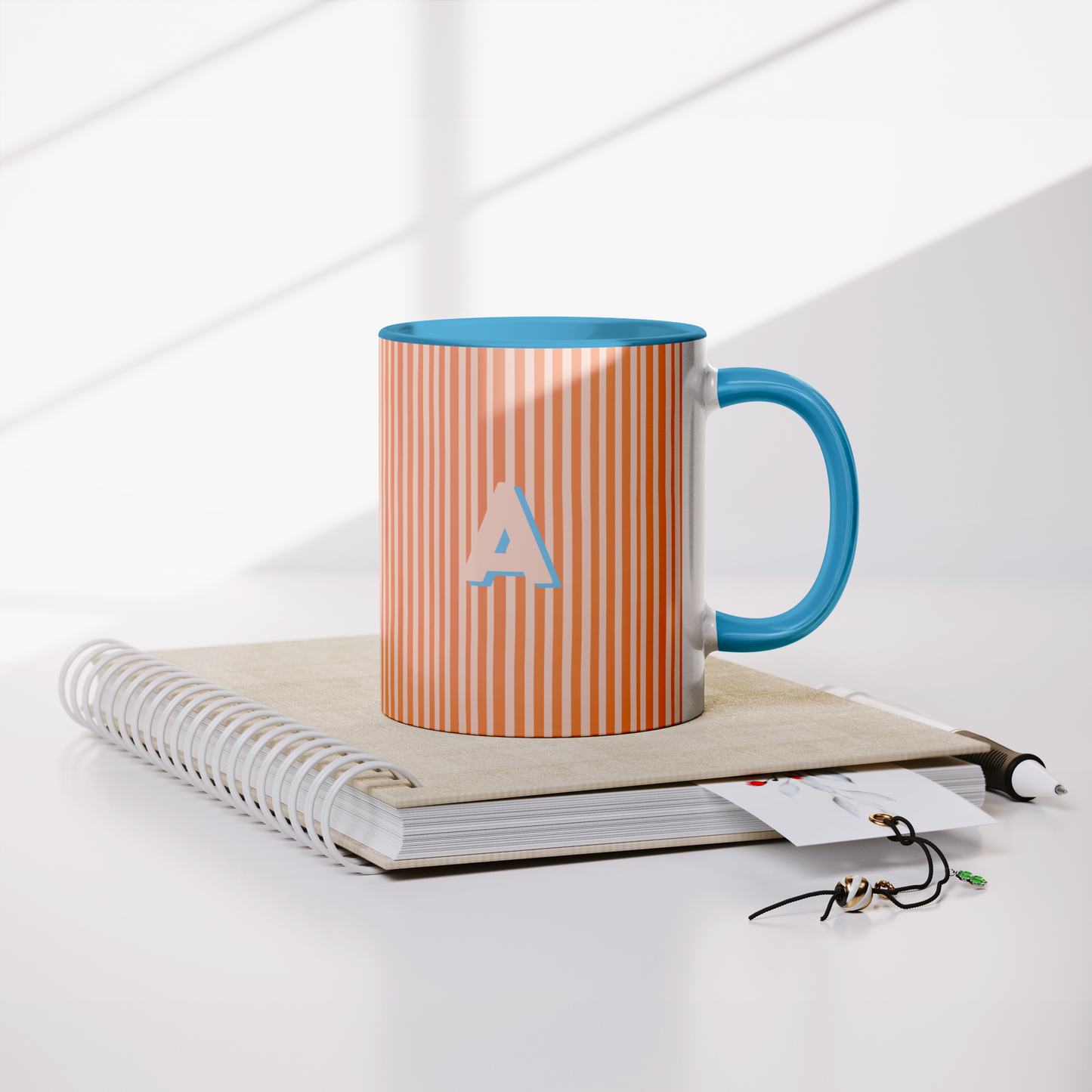 Initial Stripe Preppy Mug 11oz | Multiple Styles