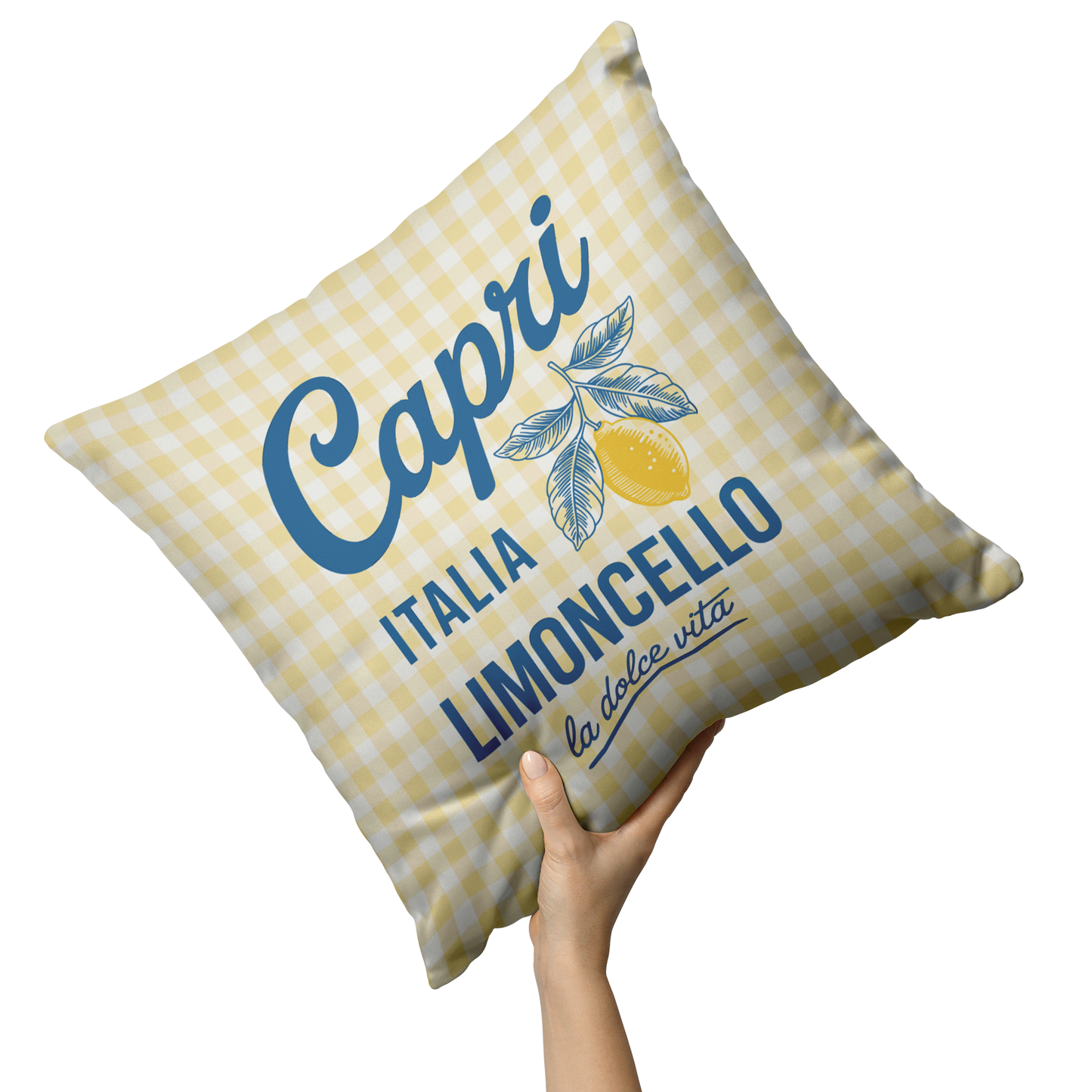 Yellow Gingham Capri Limoncello Throw PIllow