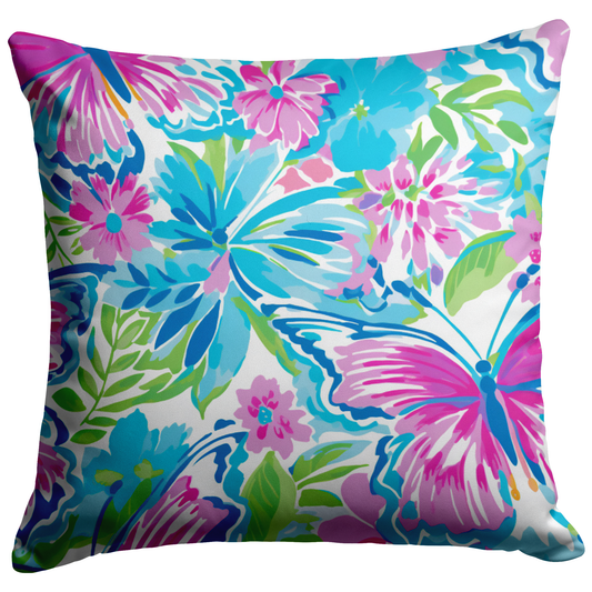 Purple Butterfly Floral Throw Pillow