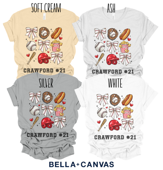 Personalized Ballpark Sweetheart Coquette Tee