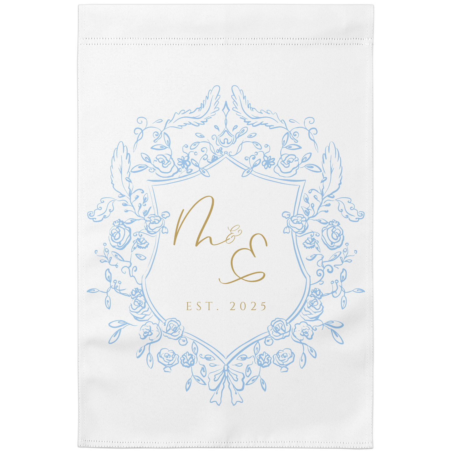 Elegant Monogram Crest Garden Flag | 4 Colors