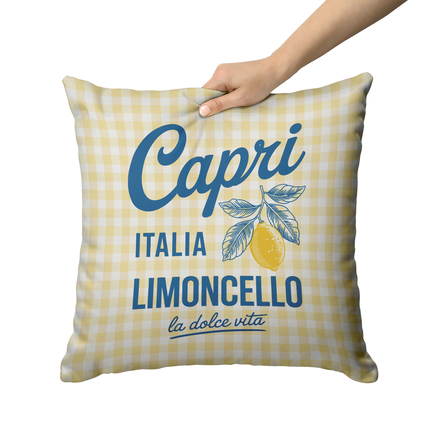 Yellow Gingham Capri Limoncello Throw PIllow