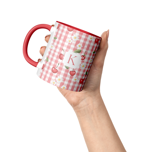 Personalized Gingham Initial Mug