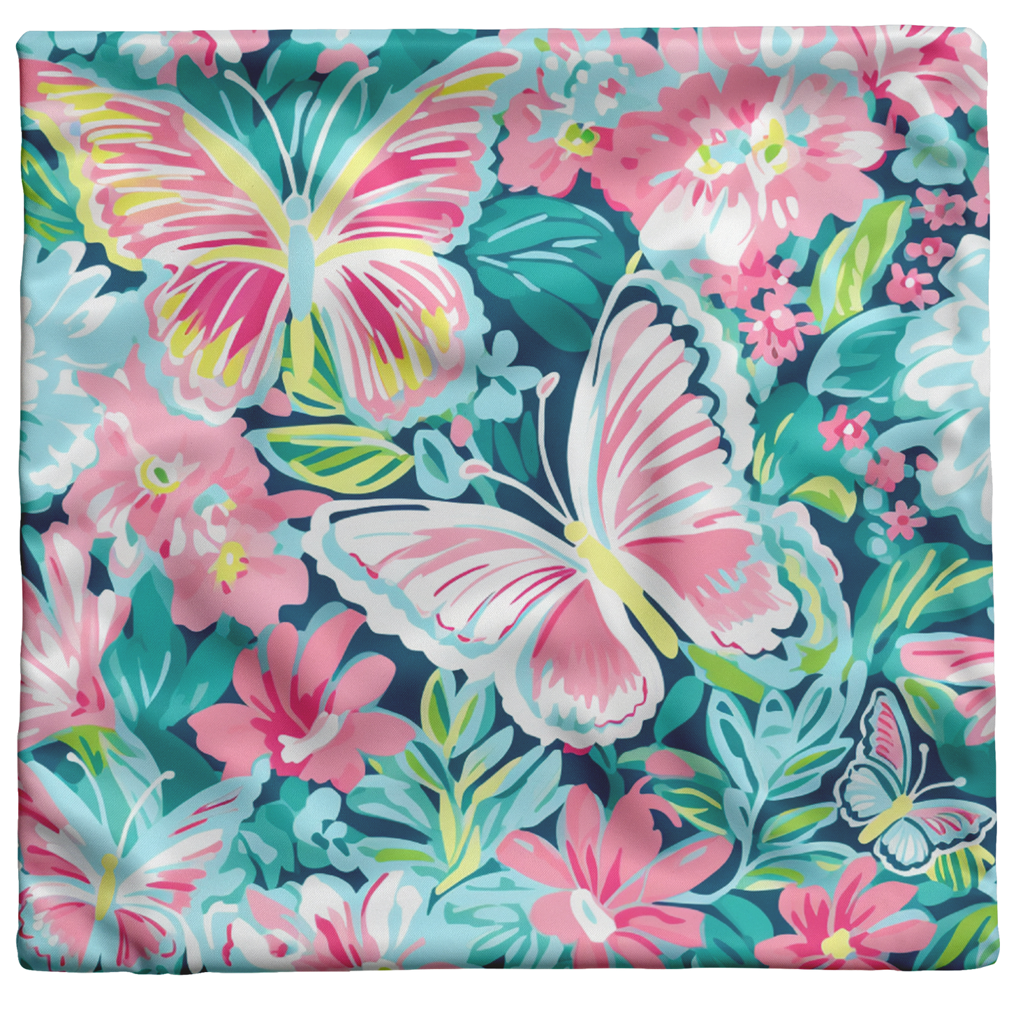 Pink Butterfly Floral Throw Pillow