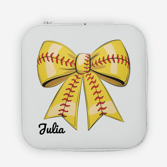 Custom Softball Coquette Jewelry Travel Case