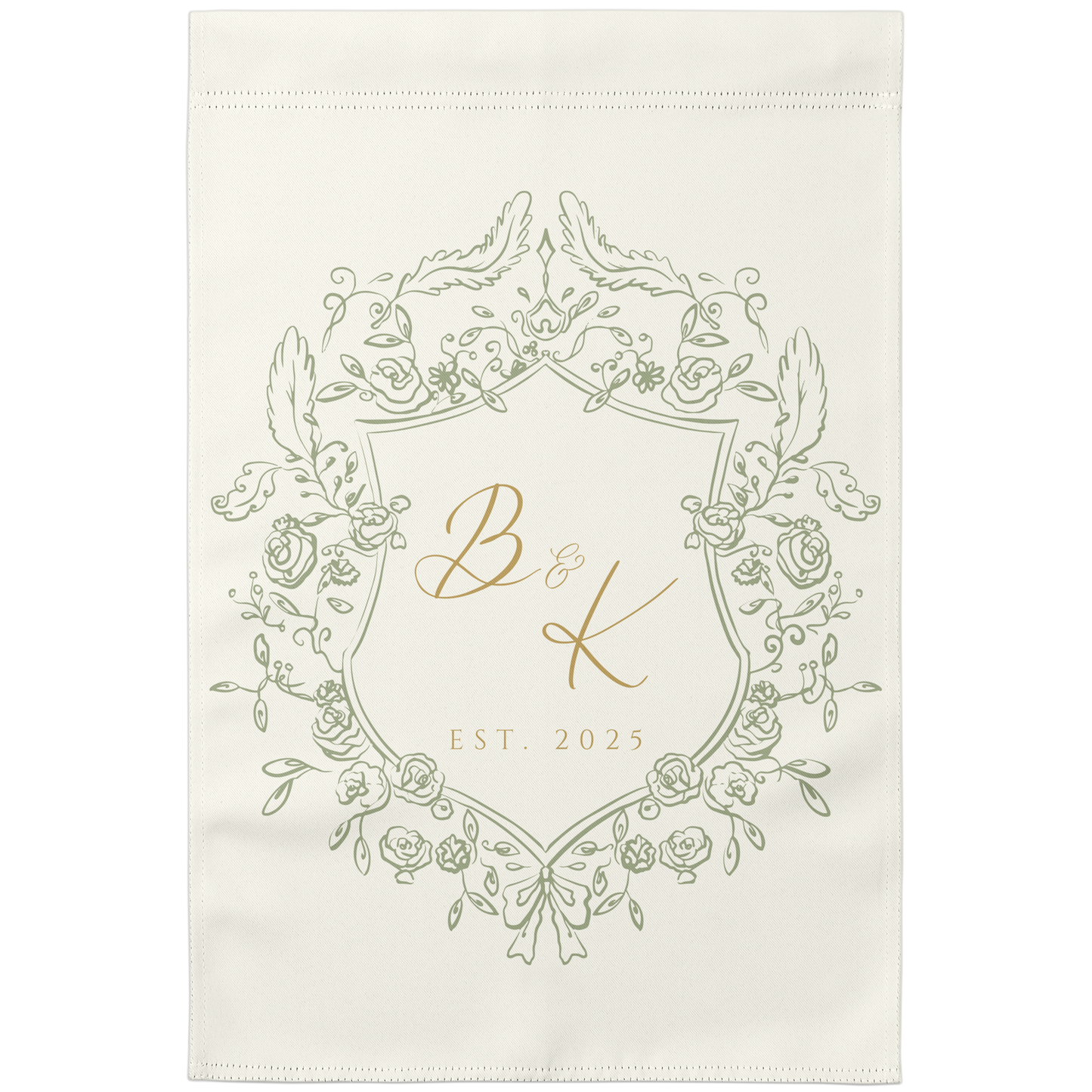 Elegant Monogram Crest Garden Flag | 4 Colors