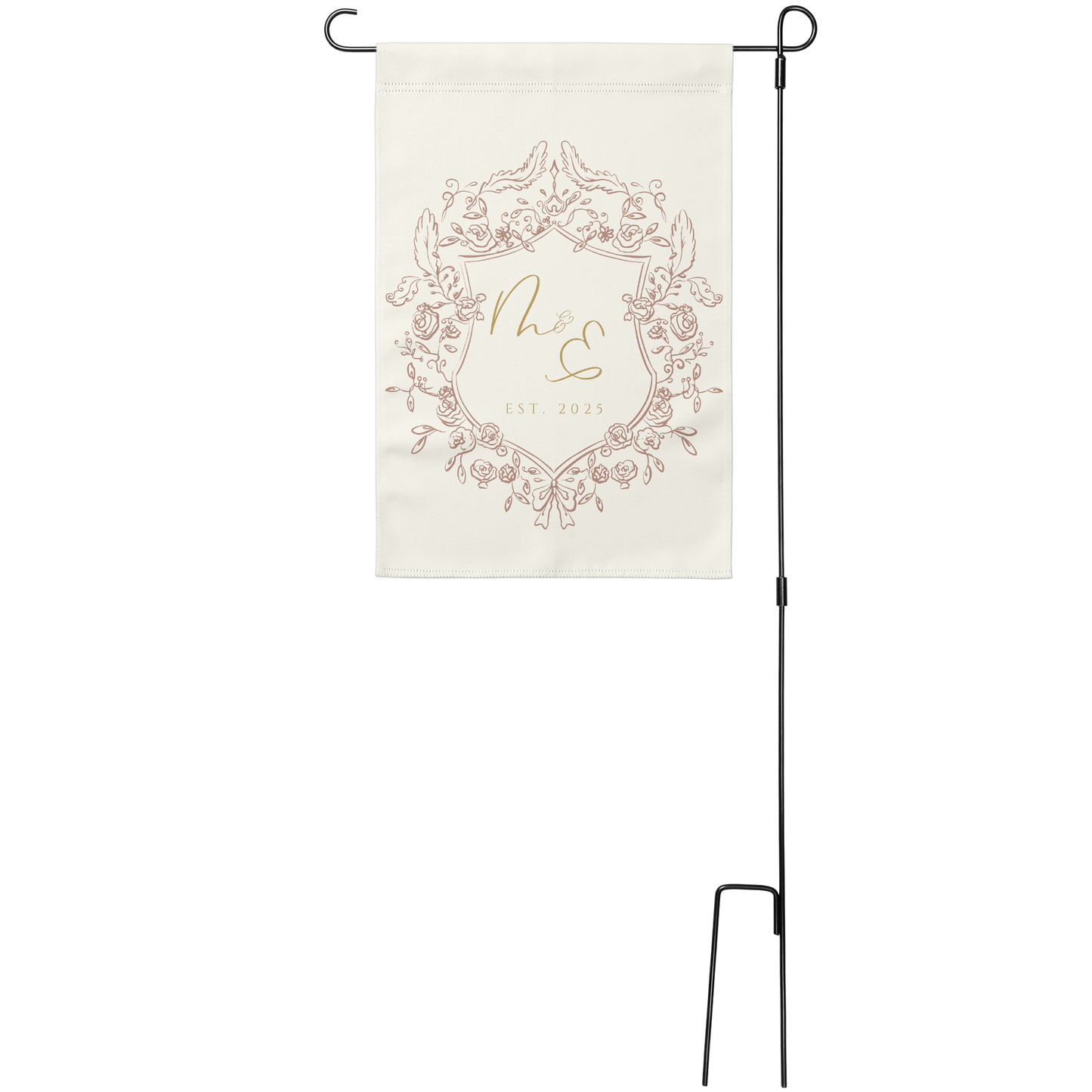 Elegant Monogram Crest Garden Flag | 4 Colors