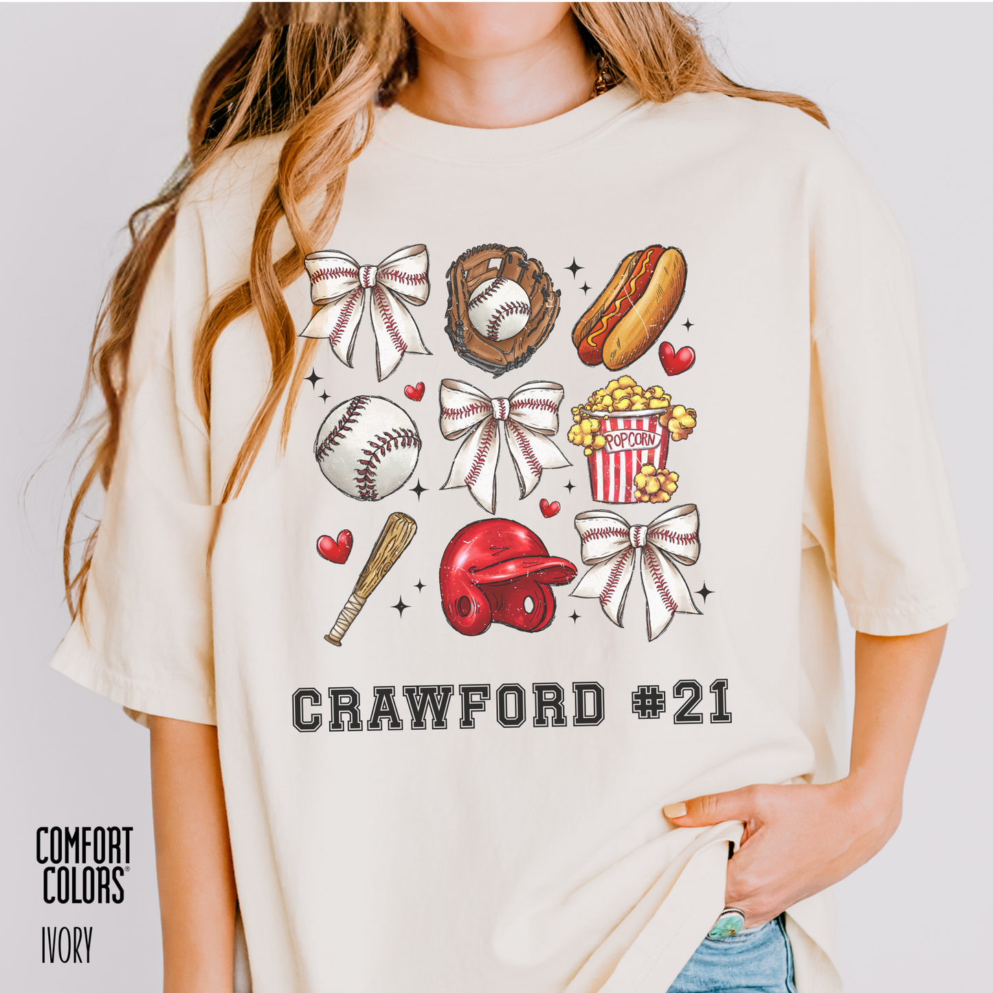 Personalized Ballpark Sweetheart Coquette Tee