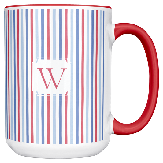 Personalized Stripes and Plaid Initial Mug