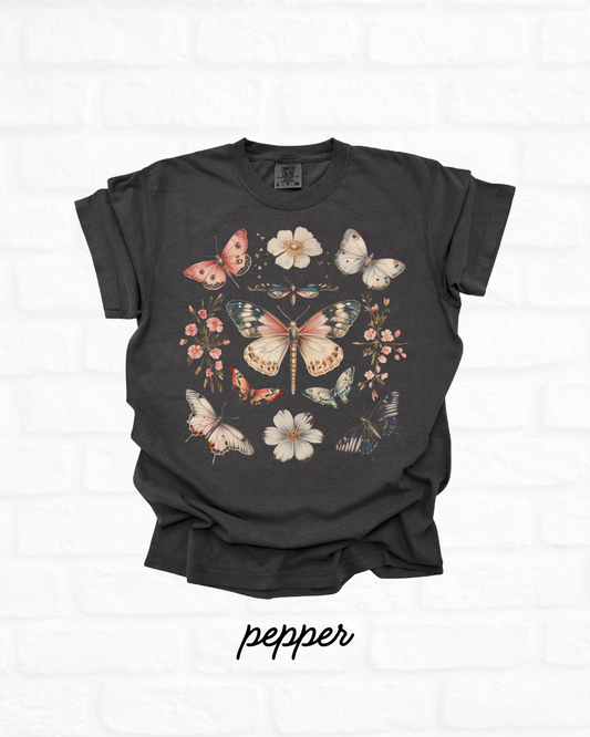 Boho Cottagecore Monarch Butterfly Heavyweight Cotton Women's Graphic Tee