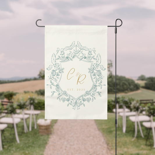 Elegant Monogram Crest Garden Flag | 4 Colors