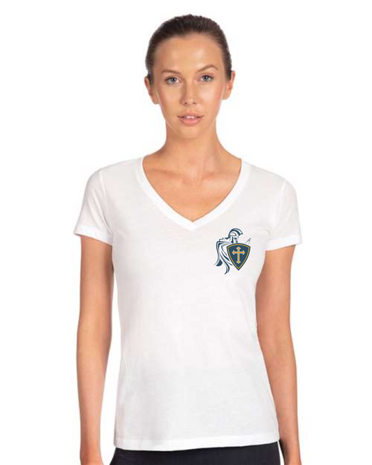 Saxony Shield Women's V-Neck Tee
