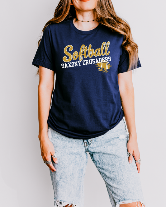Softball Saxony Crusaders Tee in Navy