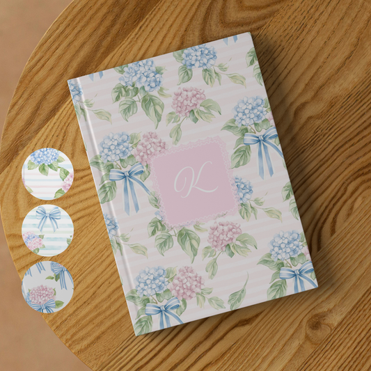 Personalized Coquette Hydrangea Hardcover Journal