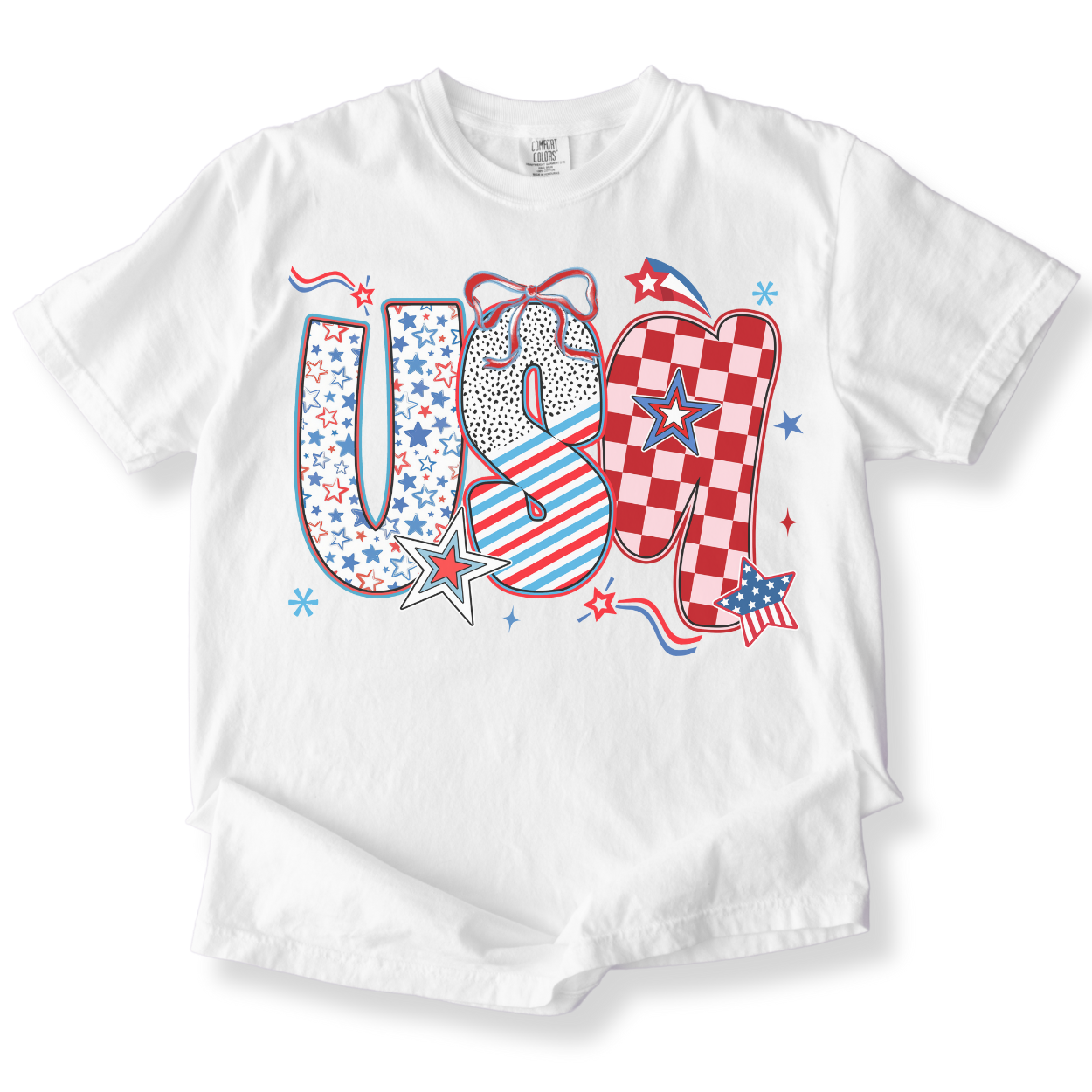 USA Checkered Coquette Tee