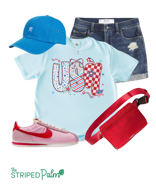 USA Checkered Coquette Tee