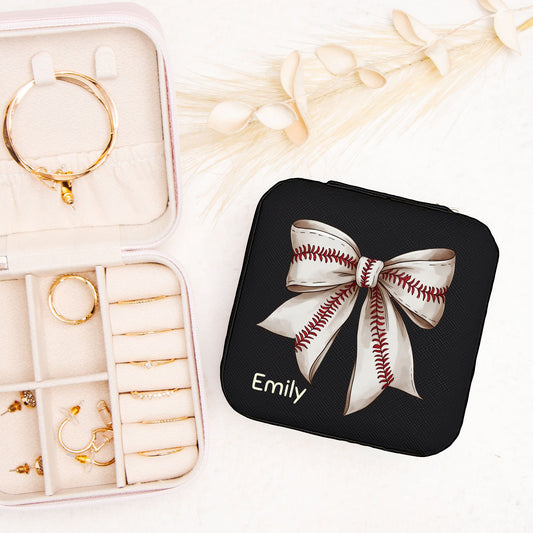 Custom Baseball Coquette Jewelry Travel Case