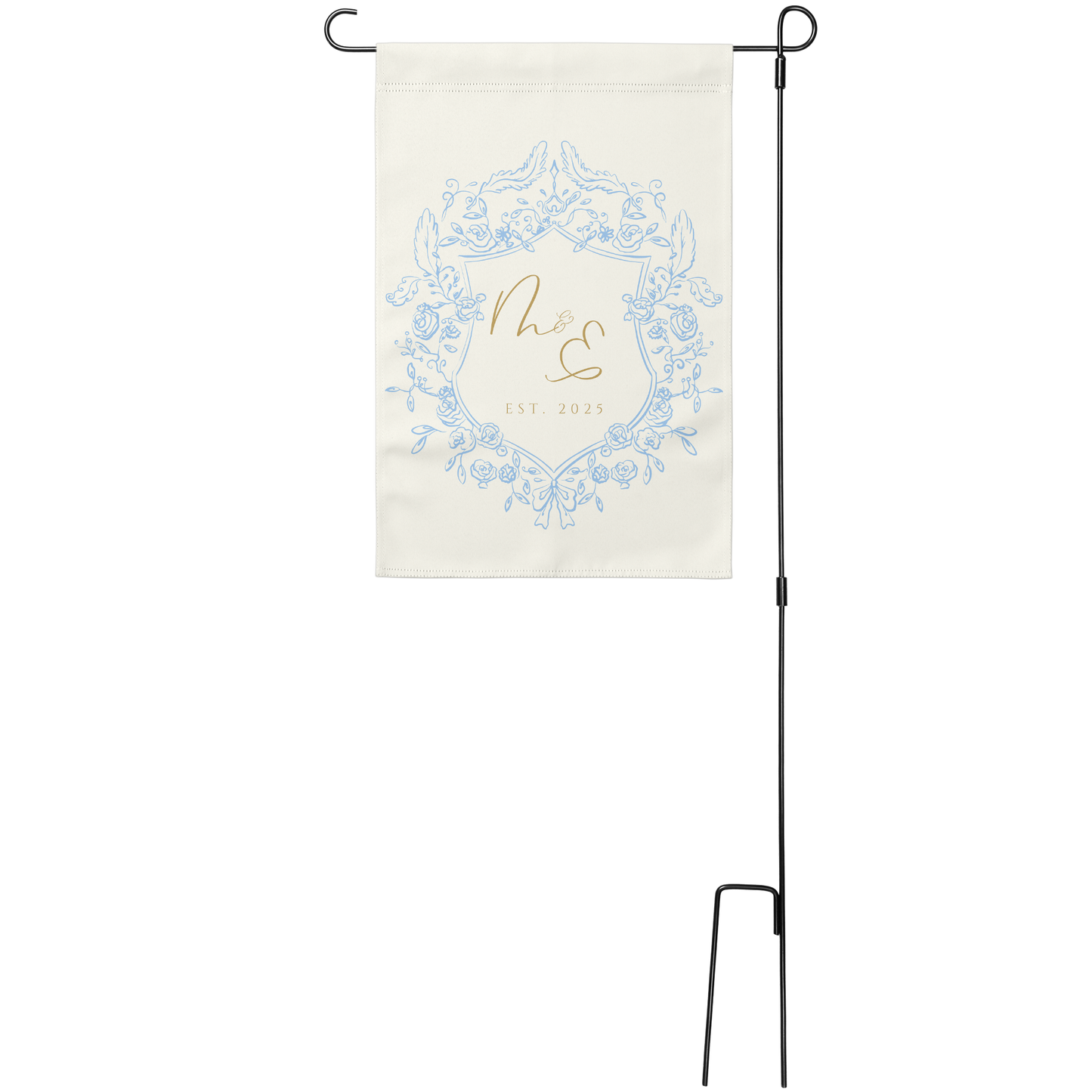 Elegant Monogram Crest Garden Flag | 4 Colors