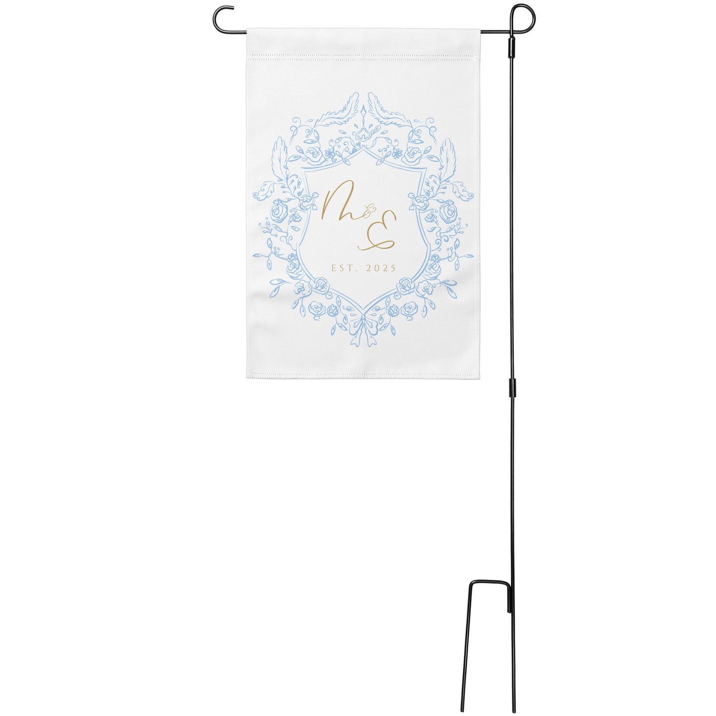 Elegant Monogram Crest Garden Flag | 4 Colors