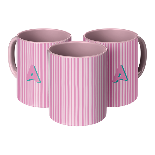 Initial Stripe Preppy Mug 11oz | Multiple Styles
