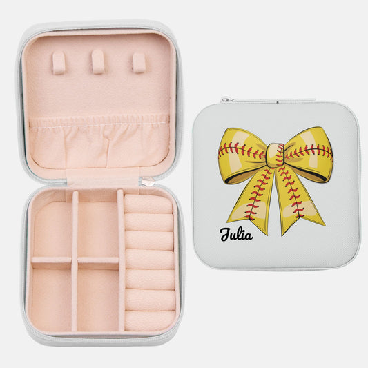 Custom Softball Coquette Jewelry Travel Case
