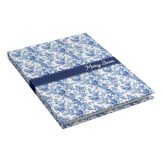 Personalized Blue Toile Hardcover Journal