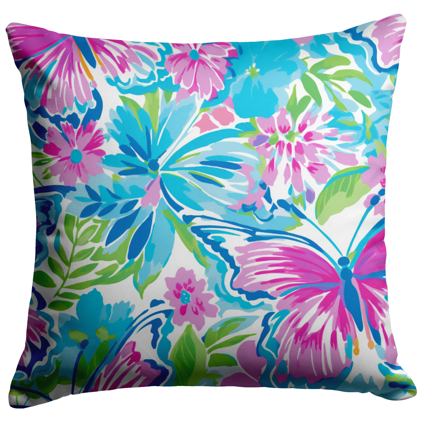 Purple Butterfly Floral Throw Pillow