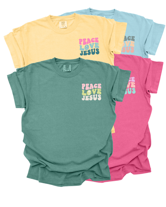 Peace Love Jesus Heavyweight Cotton Adult T-Shirt