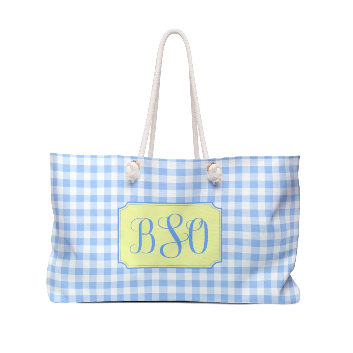 Monogram Gingham Weekender Tote Bag