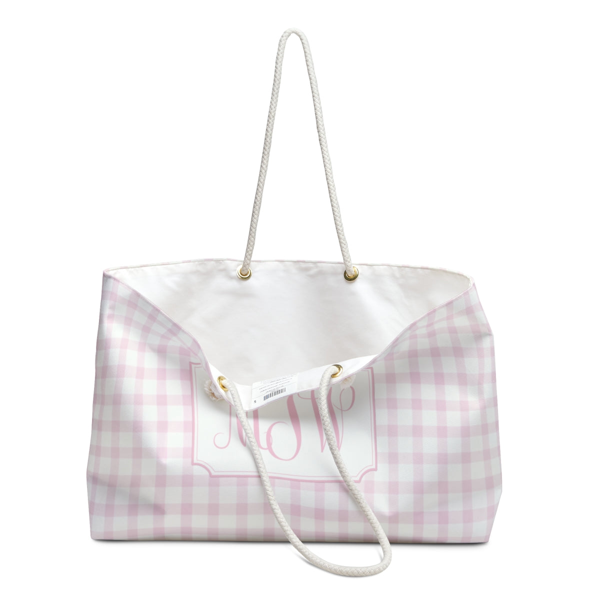 Monogram Gingham Weekender Tote Bag