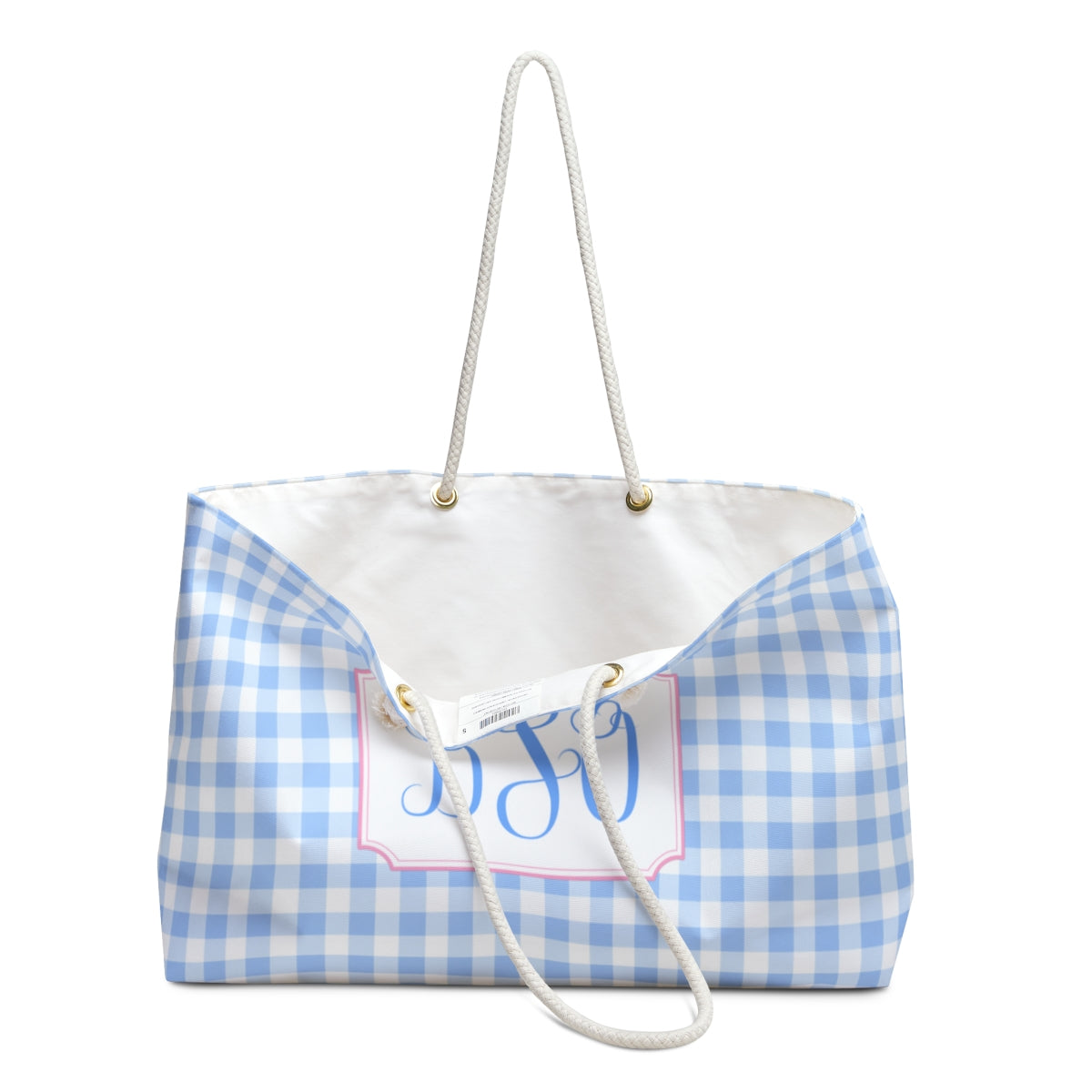 Monogram Gingham Weekender Tote Bag