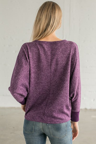 Plum Marled Dolman Top | 3 sizes