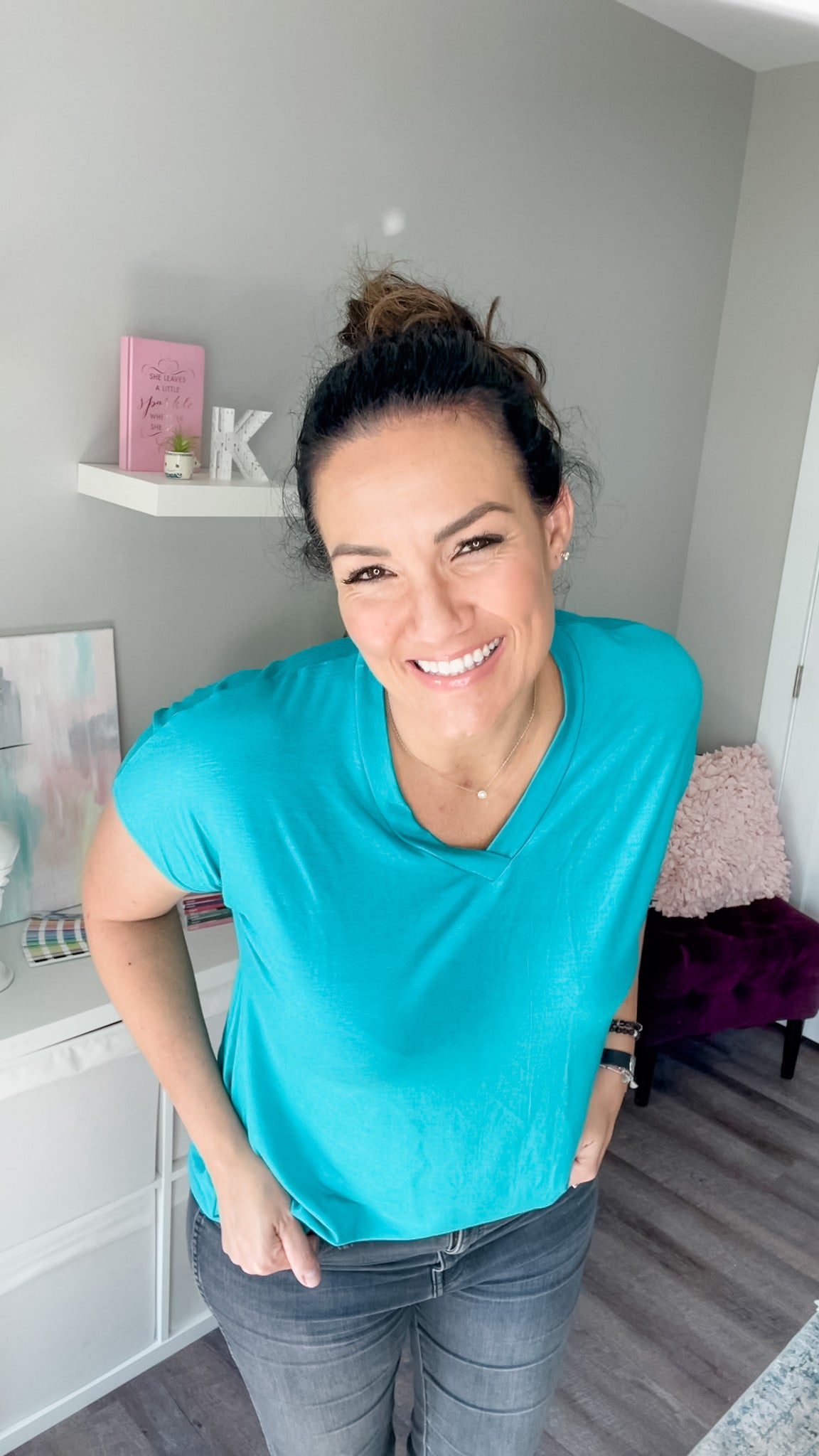 Jade Basic Cap Sleeve V-Neck Tunic | 4 sizes