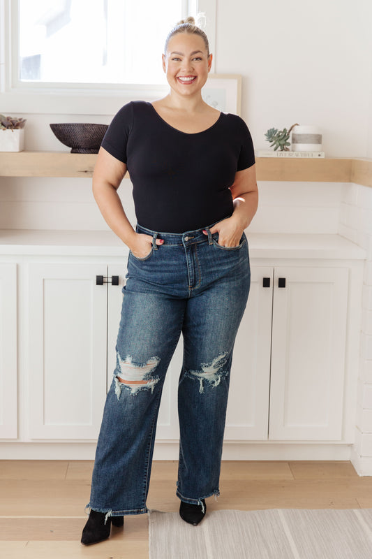 Rose High Rise 90's Straight Jeans in Dark Wash | Judy Blue (RESTOCK)