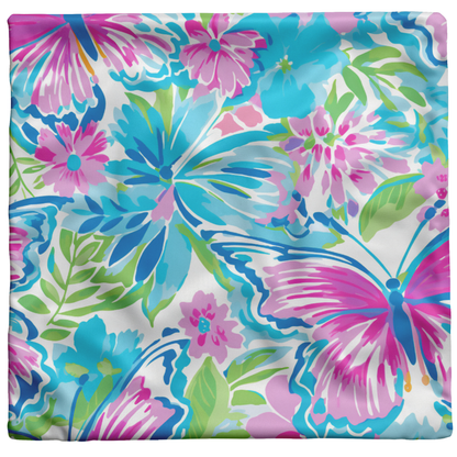 Purple Butterfly Floral Throw Pillow