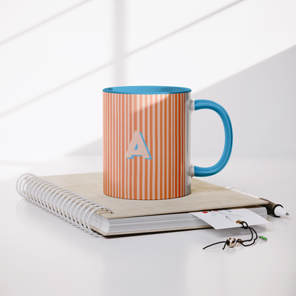 Initial Stripe Preppy Mug 11oz | Multiple Styles