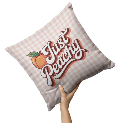 Pink Gingham Just Peachy Throw Pillow