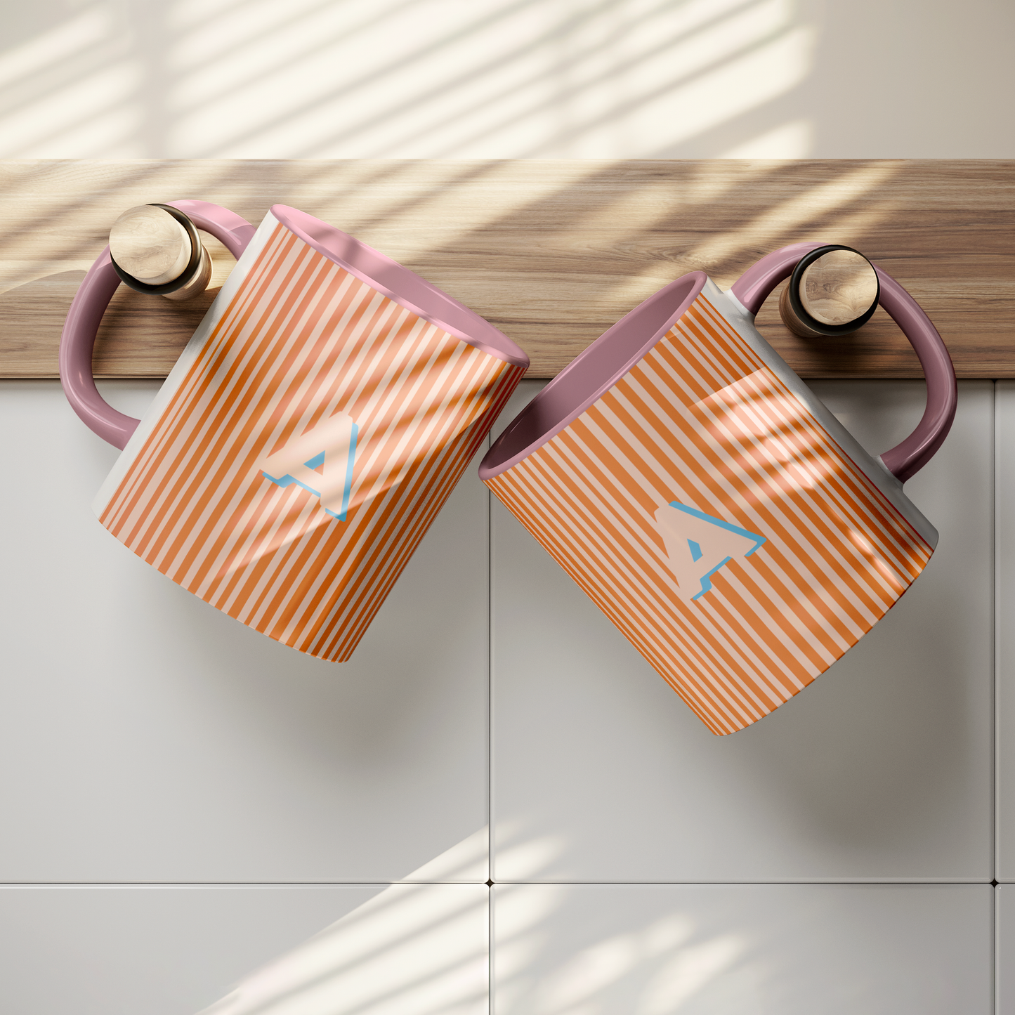Initial Stripe Preppy Mug 11oz | Multiple Styles