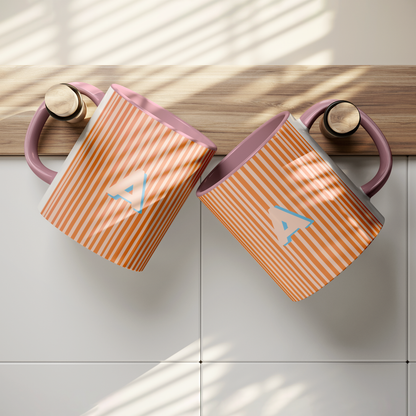 Initial Stripe Preppy Mug 11oz | Multiple Styles