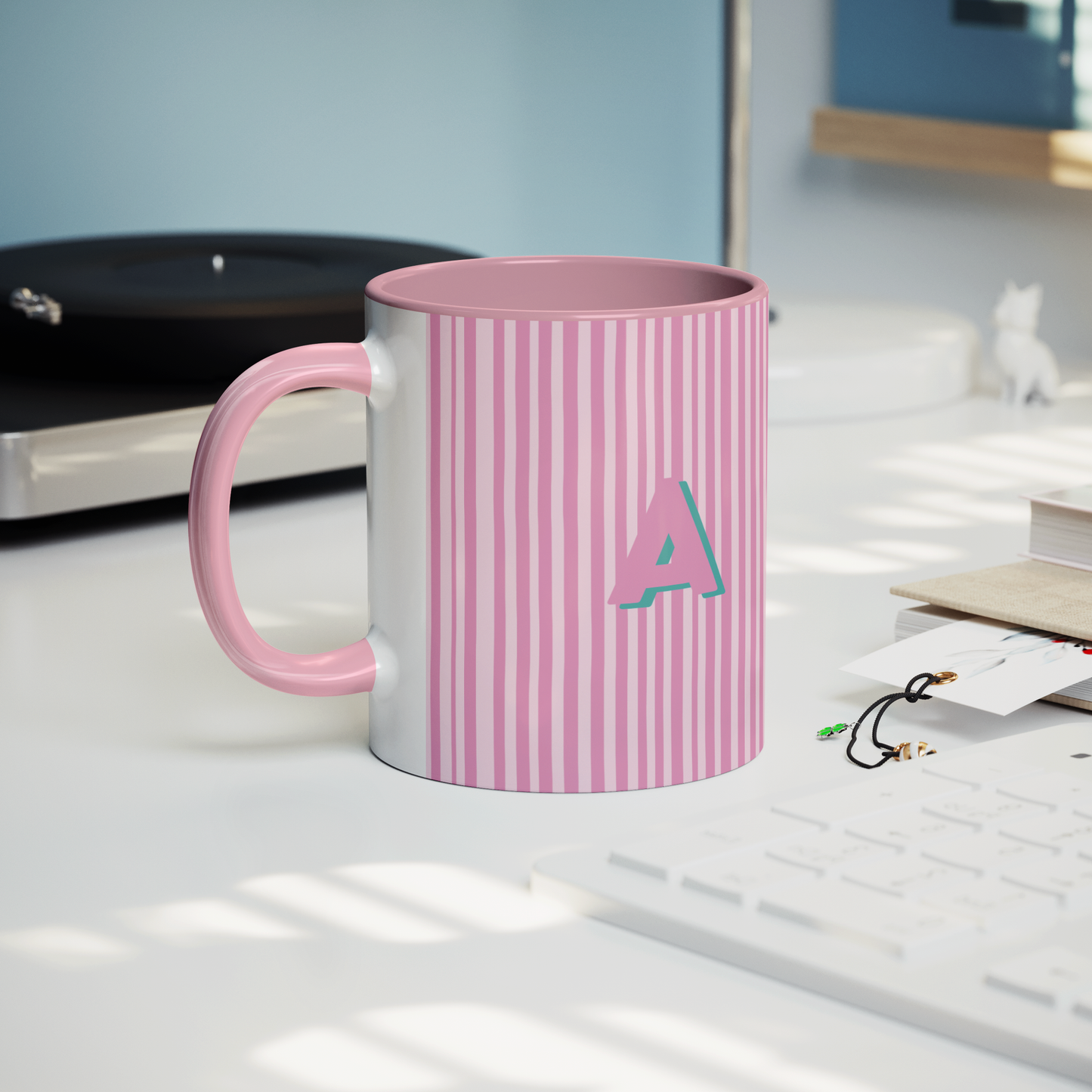Initial Stripe Preppy Mug 11oz | Multiple Styles