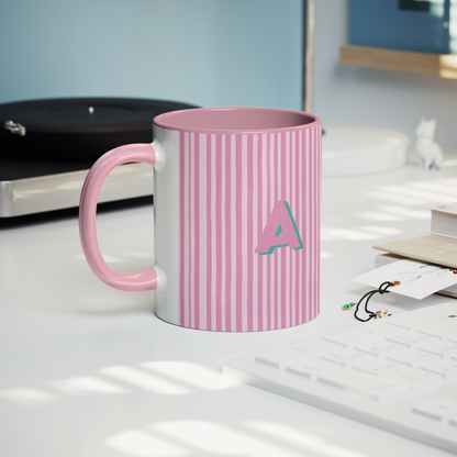 Initial Stripe Preppy Mug 11oz | Multiple Styles