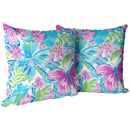 Purple Butterfly Floral Throw Pillow
