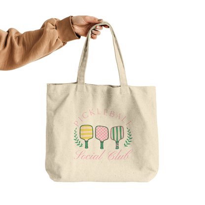 Pickleball Gusseted Cotton Tote Bag | 4 Designs