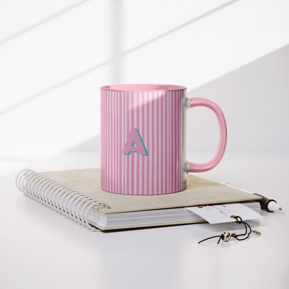 Initial Stripe Preppy Mug 11oz | Multiple Styles