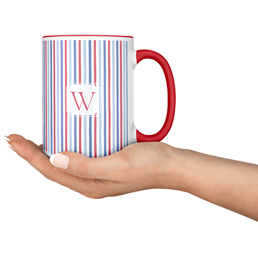 Personalized Stripes and Plaid Initial Mug