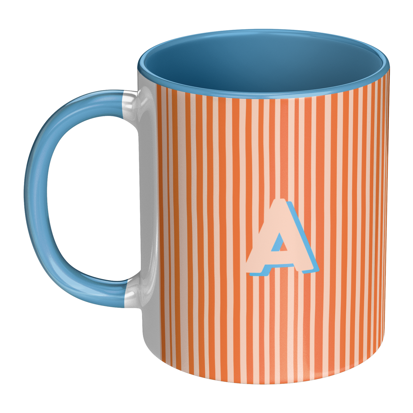 Initial Stripe Preppy Mug 11oz | Multiple Styles