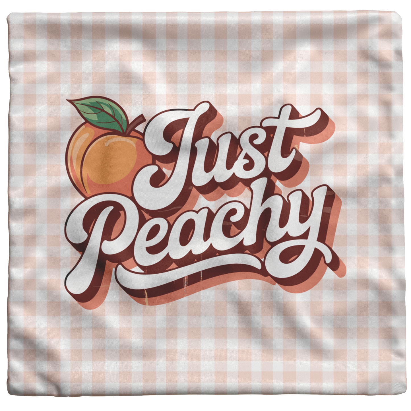 Pink Gingham Just Peachy Throw Pillow