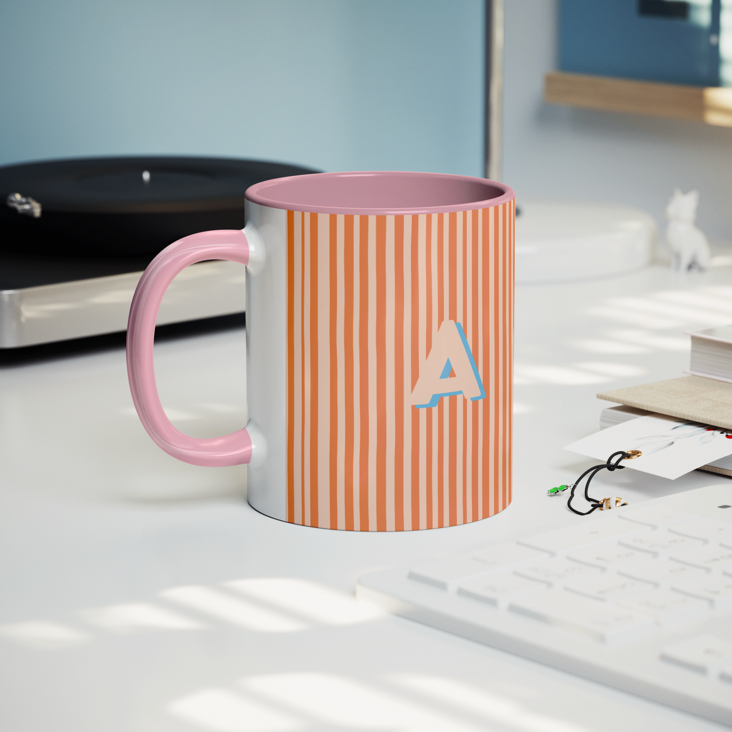 Initial Stripe Preppy Mug 11oz | Multiple Styles