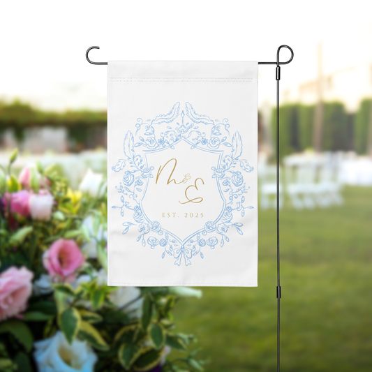 Elegant Monogram Crest Garden Flag | 4 Colors
