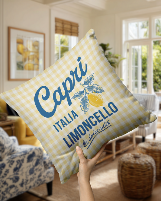 Yellow Gingham Capri Limoncello Throw PIllow